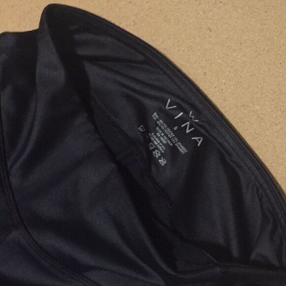 VINA Shimmery Black and mesh leggings. Size S - Picture 5 of 6